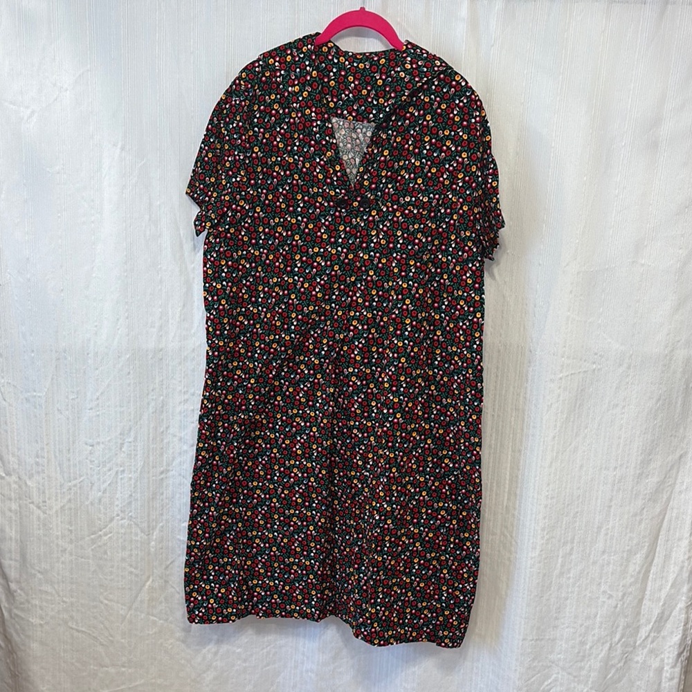 Handmade Corduroy Floral Midi Shift Dress